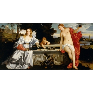 Wall art print and canvas. Tiziano, Sacred Love and Profane Love