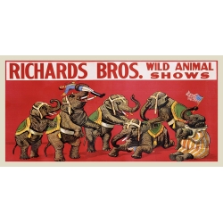 Quadro, stampa su tela. Richards Bros. Wild Animal Shows, ca. 1925