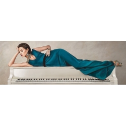 Wall art print and canvas. Sonya Duval, White Piano Lady