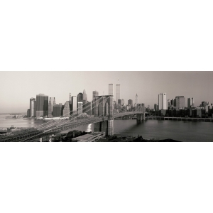 Quadro, stampa su tela. Joseph Sohm, Brooklyn Bridge e Manhattan al sorgere del sole