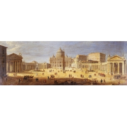 Tableau sur toile. Gaspar Van Wittel, Piazza San Pietro, Rome