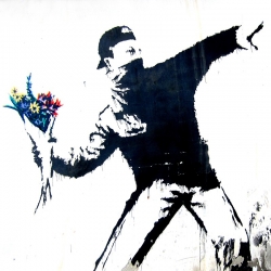 Wall art print and canvas. Anonymous (attributed to Banksy), Bethlehem, Palestine