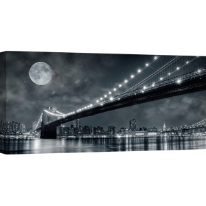 Wall art print and canvas. Janis Lacis, Brooklyn Bridge at night, New York