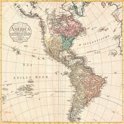 Quadro, stampa su tela. Conrad Mannert, Mappa dell'America, 1796