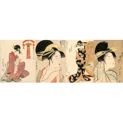 Quadro, stampa su tela. Utamaro Kitagawa, Donne bellissime