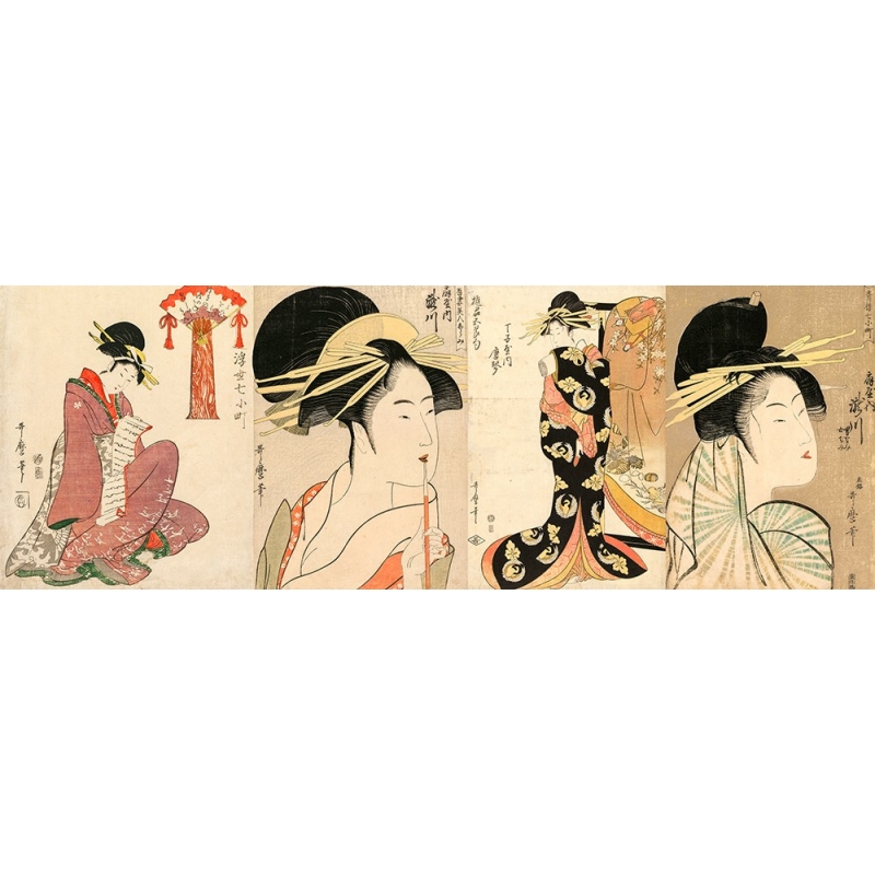 Wall art print and canvas. Utamaro Kitagawa, A Selection of Beautiful Women