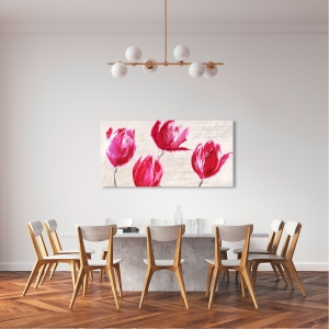 Tableau floral sur toile. Muriel Phelipau, Crimson Tulips