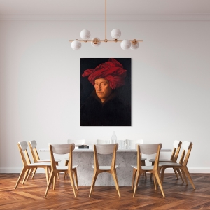 Quadro, stampa su tela. Jan Van Eyck, Ritratto di uomo con turbante rosso