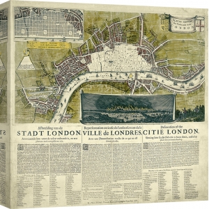 Wall art print and canvas. Map of London, 1666