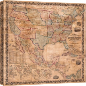 Karte und Weltkarte. Anonym, Karte der Vereinigten Staaten, 1856