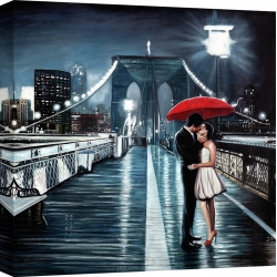 Wall art print and canvas. Pierre Benson, Kissing on Brooklyn Bridge