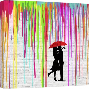 Street Art Leinwandbilder. Romance in the Rain (detail)