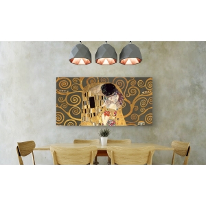 Quadro, stampa su tela. Gustav Klimt, Il Bacio, dettaglio (variante grigio)