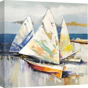 Wall art print and canvas. Luigi Florio, Boats on the beach