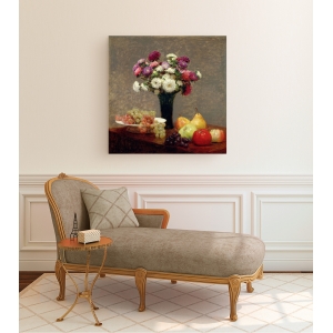 Wall art print and canvas. Henri Fantin-Latour, Asters and Fruit on a Table