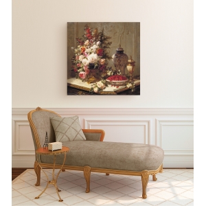 Wall art print and canvas. Jean-Baptiste Robie, Floral composition on a table