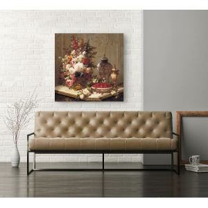 Wall art print and canvas. Jean-Baptiste Robie, Floral composition on a table