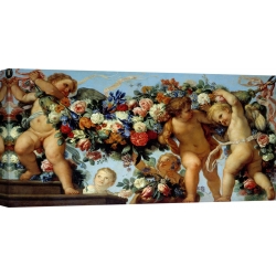 Wall art print and canvas. Carlo Maratta, Amours et guirlandes de fleurs I