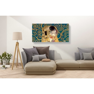 Tableau sur toile. Gustav Klimt, Le baiser, détail (blue)