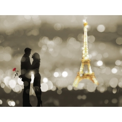 Cuadro romantico en canvas. Dianne Loumer, Una cita en Paris (BW)