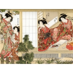 Tableau sur toile. Katsukawa Shunsho, Beautés japonaises, 1776