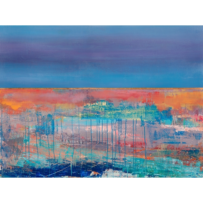 Abstrakte Leinwandbilder in Blau. Italo Corrado, Evening Reflections