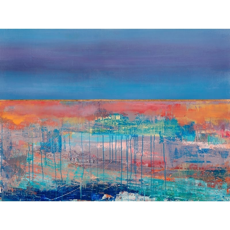 Cuadro abstracto azul en canvas. Italo Corrado, Reflexiones de la noche