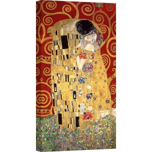 Cuadro famoso en canvas. Gustav Klimt, El beso, (rojo)