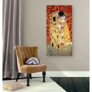 Cuadro famoso en canvas. Gustav Klimt, El beso, (rojo)