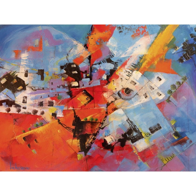 Cuadro abstracto moderno en canvas. Marzari, Viajar a Cuba