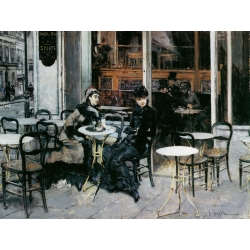 Wall art print and canvas. Giovanni Boldini, Conversation at the cafè, Paris