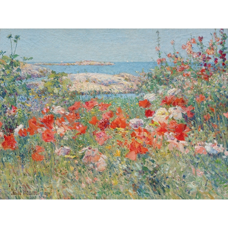 Wall art print and canvas. Frederick Childe Hassam, Garden, Isle of Shoals, Maine