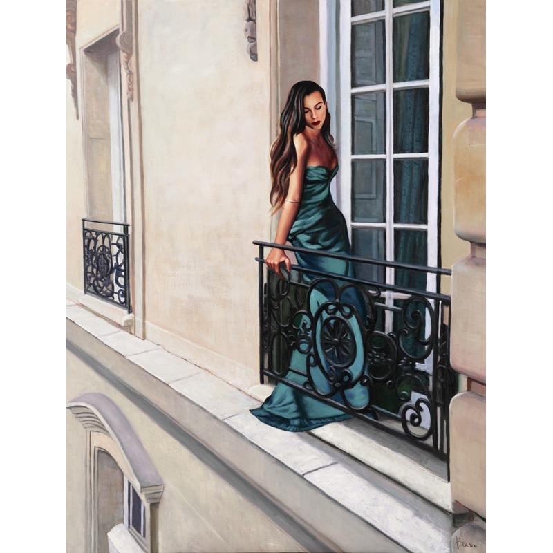Moderne Leinwandbilder mit Frauen. Pierre Benson, Window in Paris