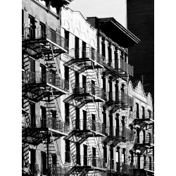 Cuadro en canvas, fotografía. Escalera de incendios en Manhattan