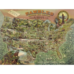 Quadro, stampa su tela. Game board with map of America, 1890