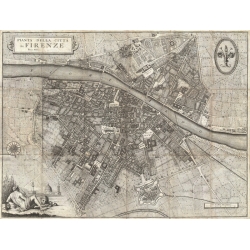Tableau sur toile. Molini Giuseppe, Carte dela Ville de Florence