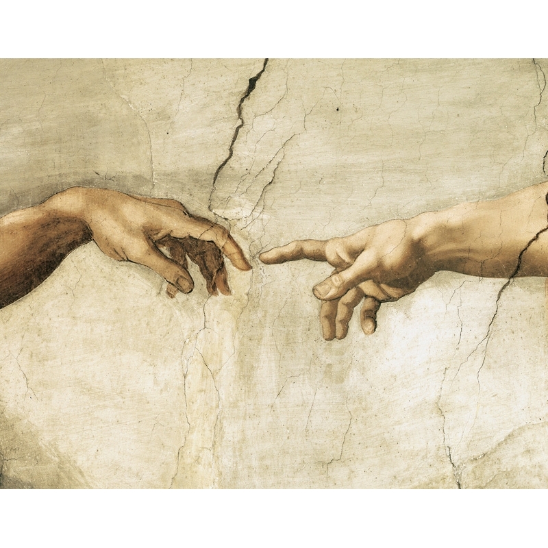 Wall art print and canvas. Michelangelo Buonarroti, Creation of Adam (detail)