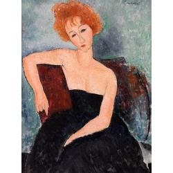Quadro, stampa su tela. Amedeo Modigliani, Ragazza dai capelli rossi in abito da sera (dettaglio)