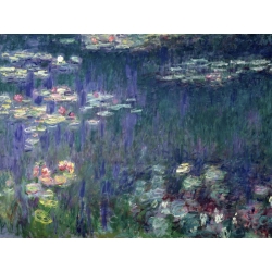 Tableau sur toile. Claude Monet, Nymphéas: reflets verts