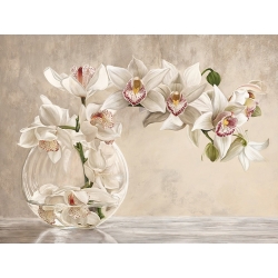 Tableau fleur sur toile. Remy Dellal, Vase d'orchidée