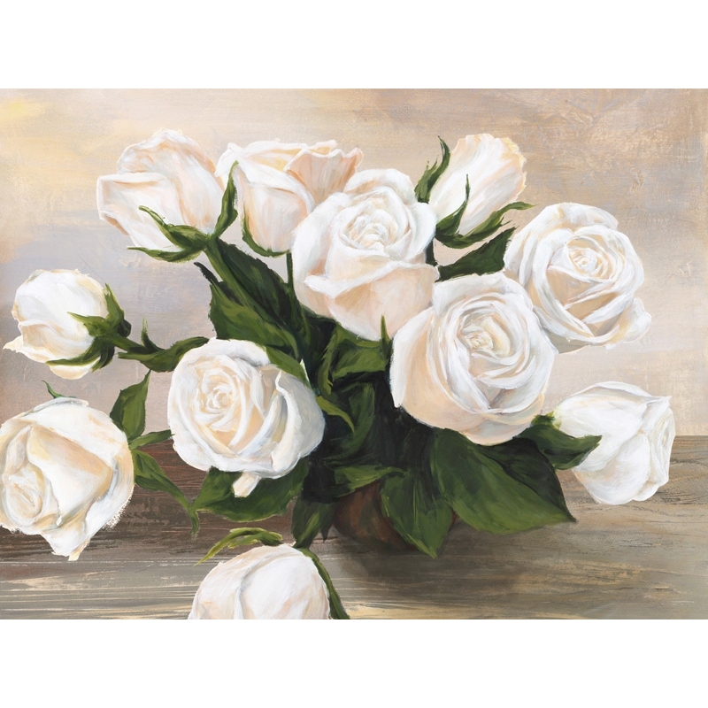 Tableau floral sur toile. Silvia Mei, Vase de roses