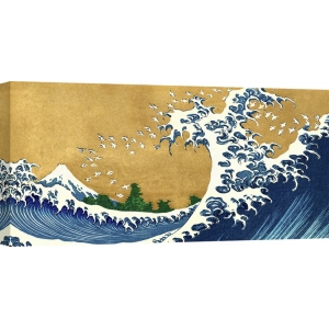 Quadro, stampa su tela. Katsushika Hokusai, La Grande Onda di Kanagawa (dettaglio dalle 100 vedute del Monte Fuji)