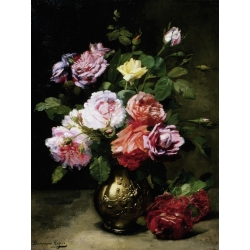 Quadro, stampa su tela. Dominique Rozier, Rose in vaso