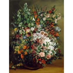 Wall art print and canvas. Gustave Courbet, Bouquet of flowers in a vase