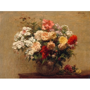 Leinwandbilder. Henri Fantin-Latour, Vase mit Sommerblumen