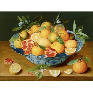 Quadro, stampa su tela. Jacob van Hulsdonck, Natura morta con limoni, arance e melograno