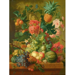 Wall art print and canvas. Paulus Theodorus van Brussel, Fruit and Flowers