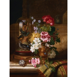 Wall art print and canvas. William John Wainwright, A Vase of Assorted Flowers