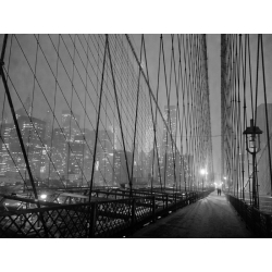 Tableau sur toile. Nuit sur le pont de Brooklyn, New York