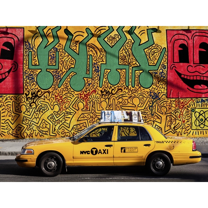 Quadro, stampa su tela. Michel Setboun, Taxi e graffiti, New York
